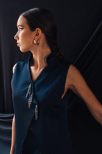 Asymmetrical Qipao Top with Draped Skirt