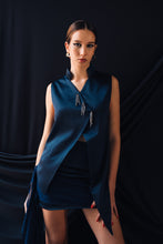 Asymmetrical Qipao Top with Draped Skirt