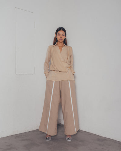 KHAKI BROWN WRAP SHIRT