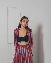 RED STRIPES TAILORED WIDE LEG PANTS