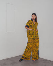 YELLOW LEOPARD PRINT WIDE LEG PANTS