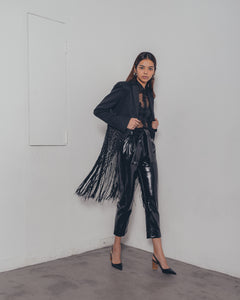 BLACK TASSEL CROP JACKET