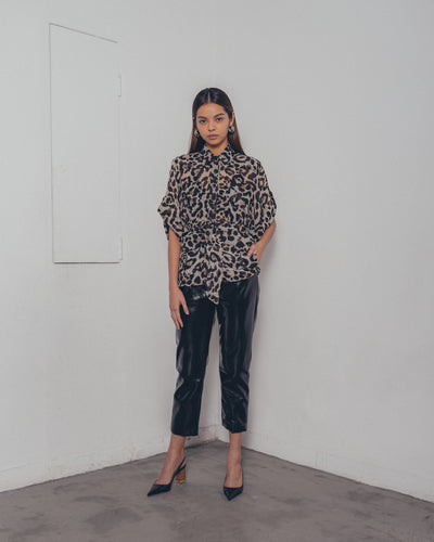 LEOPARD PRINT ORGANZA SHIRT