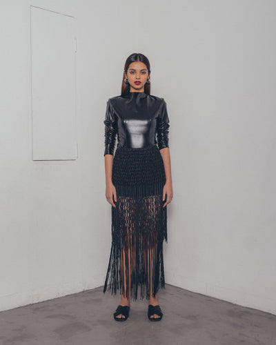 BLACK TASSLE SKIRT