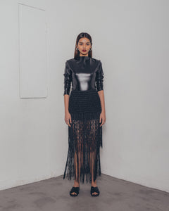 BLACK TASSLE SKIRT