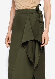 Olive Side Draped Skirt