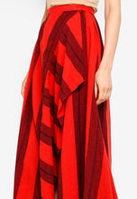 Striped Linen Side Draped Skirt