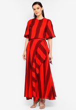Striped Linen Side Draped Skirt