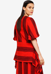 Striped Linen Cocoon Sleeve Top