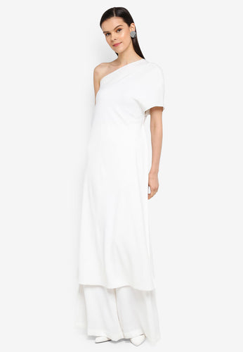 White One Shoulder Draped Top