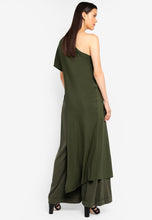 Olive Green One Shoulder Draped Top