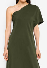 Olive Green One Shoulder Draped Top
