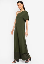 Olive Green One Shoulder Draped Top