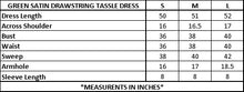 GREEN SATIN DRAWSTRING TASSLE DRESS