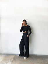 PRE-ORDER: BLACK LINEN TAILORED WIDE LEG PANTS