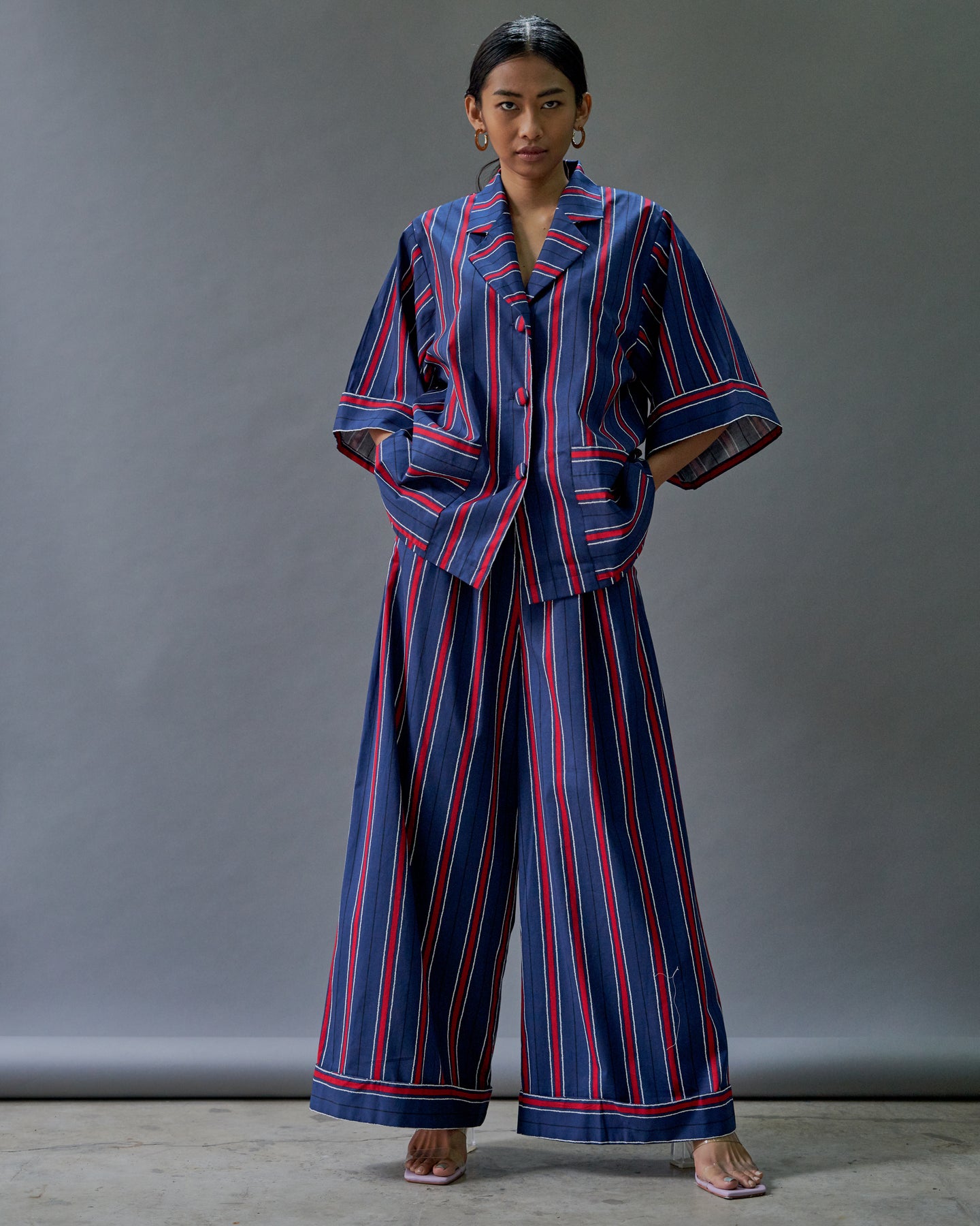 BLUE STRIPE COTTON PALAZZO